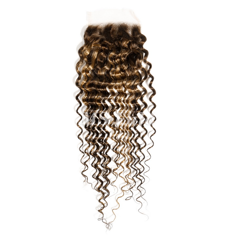Deep Wave #4/27 Highlight Virgin Human Hair 4x4 13x4 Transparent Lace Closure/Frontal - 图片 2